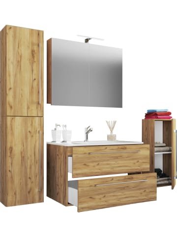 ebuy24 Spiegelschrank Badinos Eiche Dekor 146 x 46 cm