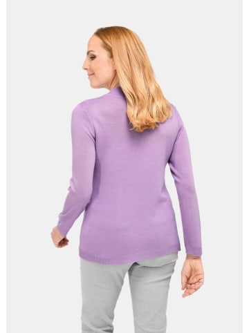 GOLDNER Eleganter Ajourpullover mit Stehbund in flieder