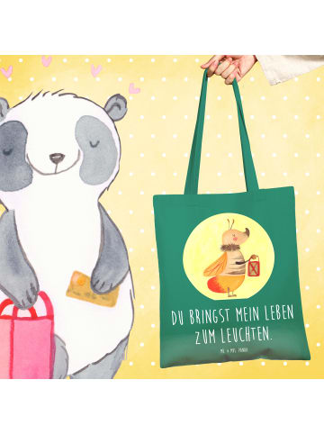 Mr. & Mrs. Panda Shopping Tasche Glühwürmchen mit Spruch in Mint