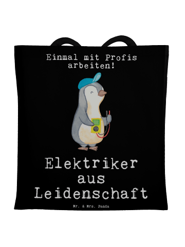 Mr. & Mrs. Panda Tragetasche Elektriker Leidenschaft mit Spruch in Schwarz