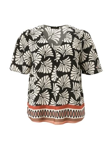 Aniston PLUS Schlupfbluse in schwarz-creme-braun-orange