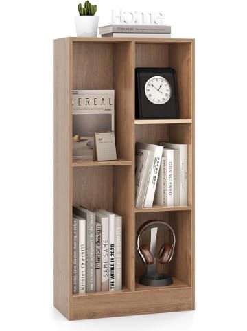 COSTWAY Bücherregal mit 5 Fächern in Hellbraun