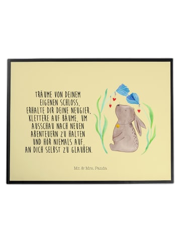 Mr. & Mrs. Panda Schreibunterlage Hase Blume mit Spruch in Gelb Pastell
