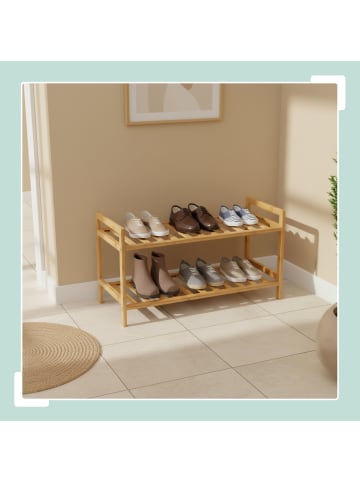 relaxdays Schuhregal in Natur - (B)69 x (H)40 x (T)27 cm