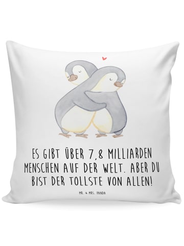 Mr. & Mrs. Panda 40x40 Kissen Pinguine Kuscheln mit Spruch in Weiß