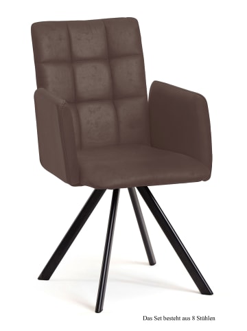 58 aufm Kessel ARMLEHNSTUHL (8er-Set) Dayle 52x91x60 Schwarz/Braun