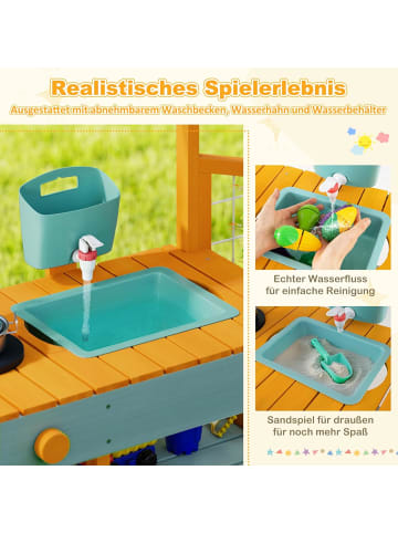 COSTWAY Matschküche Kinder Outdoor mit Pflanzkasten in Orange