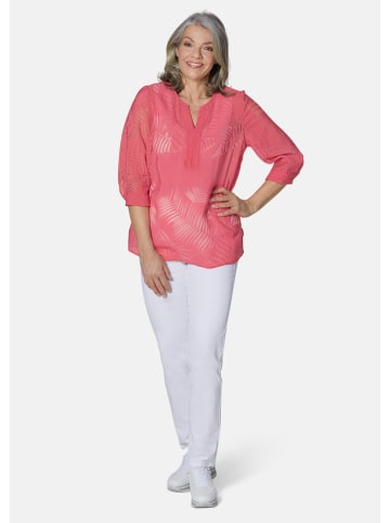 GOLDNER Kurzgröße: Leger geschnittene Ausbrennerbluse in dahlie