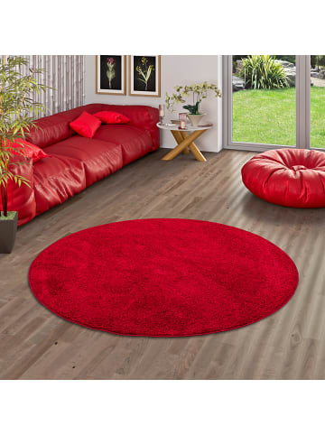 Hochflor-Teppich Cottage Rund in rot