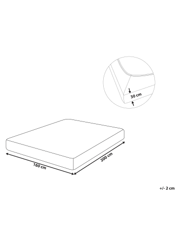 Beliani Bettlaken JANBU in Grau - (W) 160 x (H) 30 x (L) 200 cm