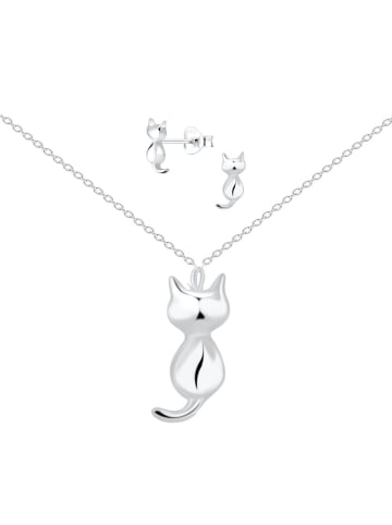 Alexander York Schmuckset KATZE 3d in 925 Sterling Silber, 4-tlg.