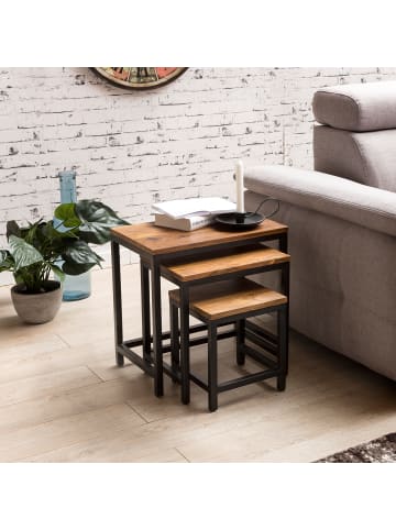 KADIMA DESIGN Beistelltisch 3er-Set | Sheesham, Massivholz, Metallbeine