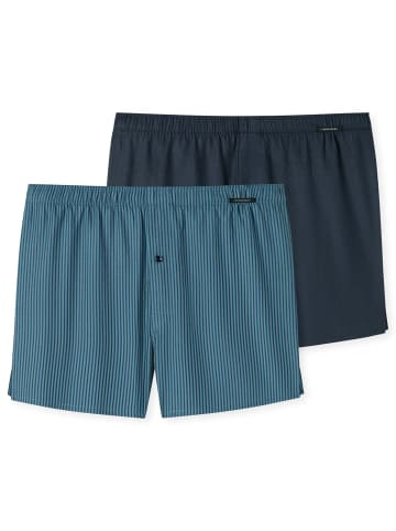 Schiesser Web-Boxershorts 2er Pack in Dunkelblau/Hellblau