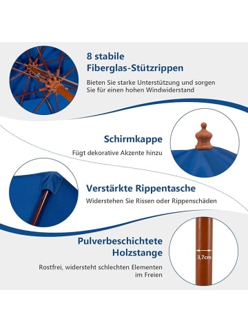 COSTWAY Sonnenschirm 260 cm in Blau