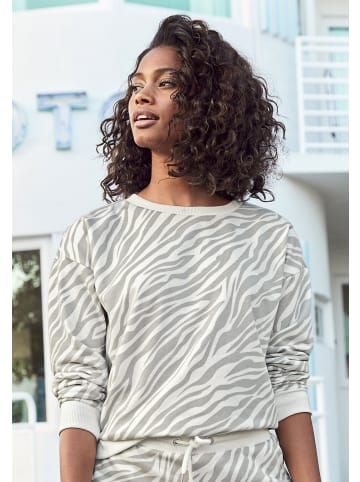 LASCANA Sweater in grau zebra gestreift