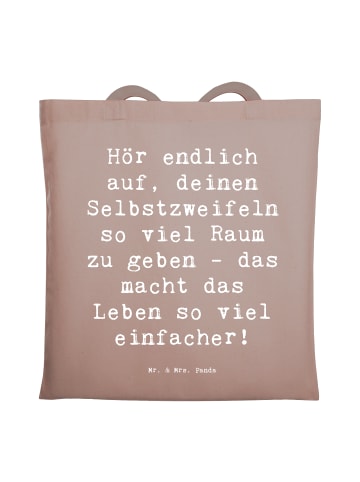Mr. & Mrs. Panda Beutel Spruch Zweifel an sich selbst mit Spruch in Braun Pastell