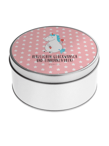 Mr. & Mrs. Panda Metalldose Einhorn Baby mit Spruch in Rot Pastell