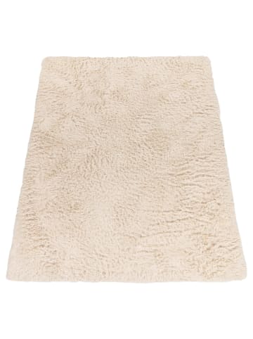KADIMA DESIGN Hochflor Teppich Shaggy waschbar Unifarben Schlafzimmer in Creme