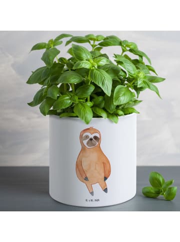 Mr. & Mrs. Panda XL Blumentopf Faultier Zufrieden ohne Spruch in Weiß
