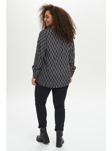 KAFFE curve Langarm-Bluse KCollia Regular fit in Black / Sand Chain Print