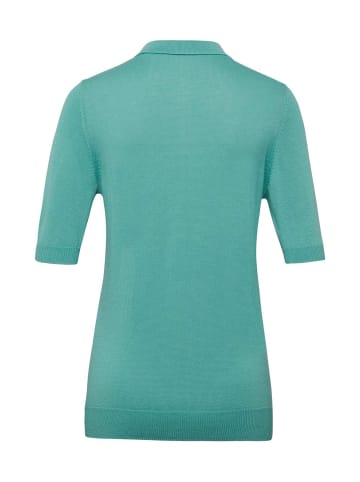 GOLDNER Hemdkragenpullover mit Knopfleiste in eukalyptus