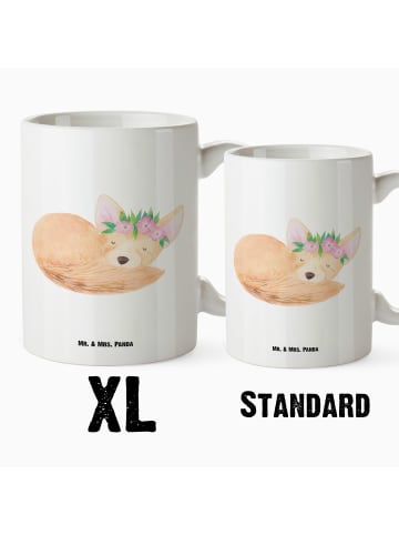 Mr. & Mrs. Panda Großer Kaffeebecher Wüstenfuchs Blumen ohne Spruch in Weiß