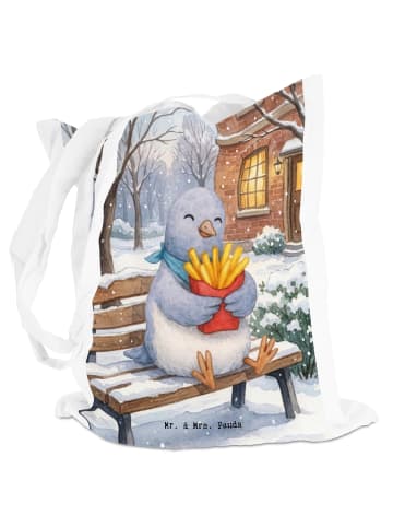 Mr. & Mrs. Panda Tasche Taube Winter Pommes Design ohne Spruch in Weiß