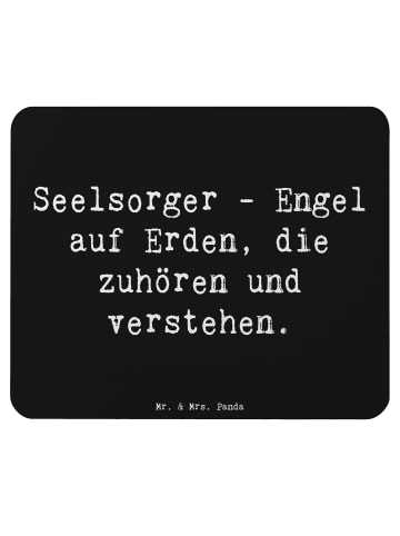 Mr. & Mrs. Panda Mousepad Spruch Seelsorger Engel mit Spruch in Schwarz