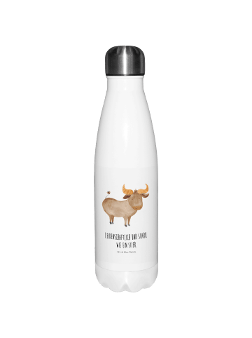 Mr. & Mrs. Panda Thermosflasche Sternzeichen Stier mit Spruch in Weiß