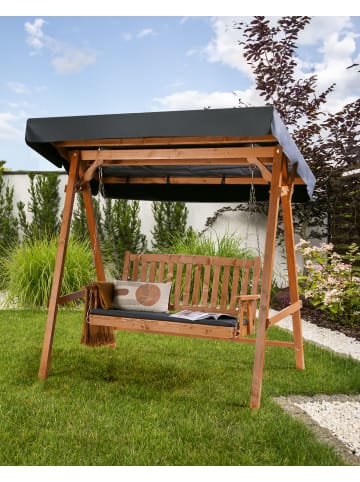 Beliani Gartenschaukel FIBBIALLA in Braun/Grau - (W) 183 x (H) 180 x (L) 109 cm