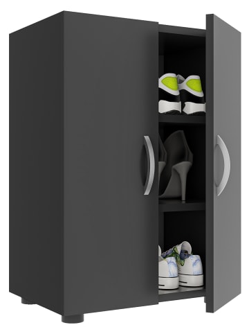 VCM  Holz Großer Schuhschrank Schuhkommode Ulas 3 in Anthrazit