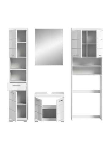 xonox.home Badkombination in weiß/weiß hochglanz - (B) 190 x (H) 191 x (T) 34