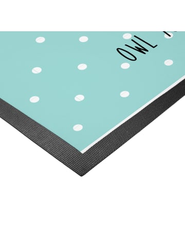 Mr. & Mrs. Panda Türvorleger Eulen Liebe mit Spruch in Türkis Pastell