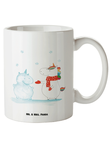 Mr. & Mrs. Panda Große Tasse Einhorn Schneemann ohne Spruch in Weiß