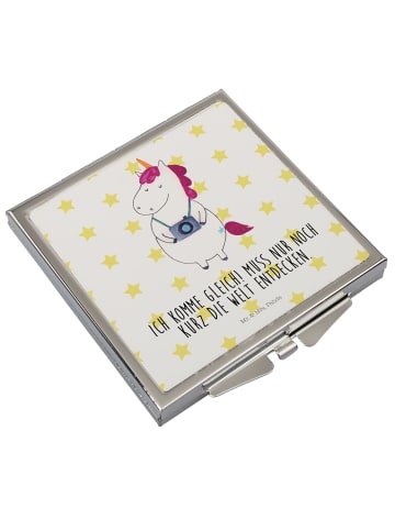 Mr. & Mrs. Panda Klappbarer Spiegel Einhorn Fotograf mit Spruch in Weiß