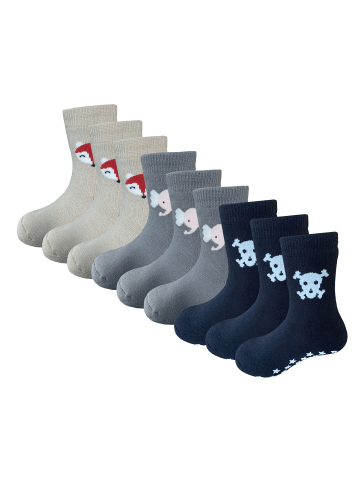 Yalion 9er-Set Yalion Socken mit Tiermotiven & Stern-Stoppern, multicolored