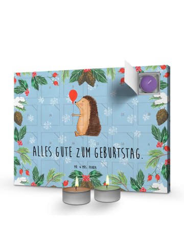 Mr. & Mrs. Panda Adventskalender Igel Luftballon mit Spruch in Eisblau
