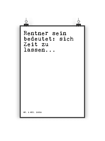 Mr. & Mrs. Panda Poster Rentner sein bedeutet: sich... mit Spruch in Weiß