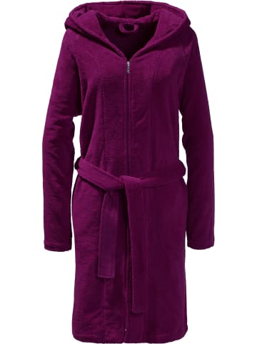 Erwin Müller Velours-Frottier Velours Unisex-Bademantel mit Kapuze Balingen in beere