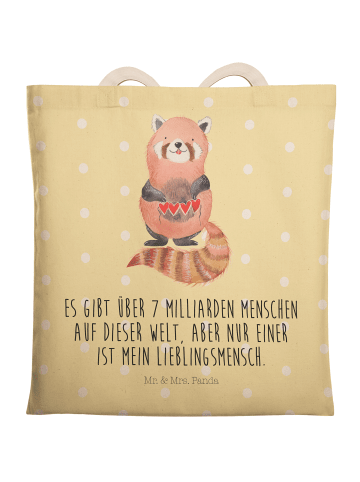 Mr. & Mrs. Panda Umhängetasche Roter Panda mit Spruch in Gelb Pastell