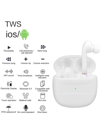 Platyne Ohrhörer tactiles bluetooth v5.0+Edr und micro integre in Weiß