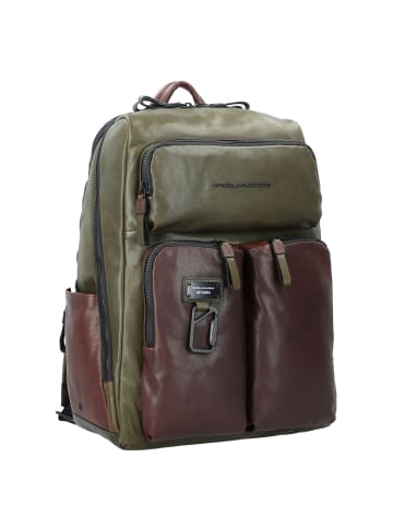 Piquadro Harper Rucksack RFID Leder 46 cm Laptopfach in green-dark brown