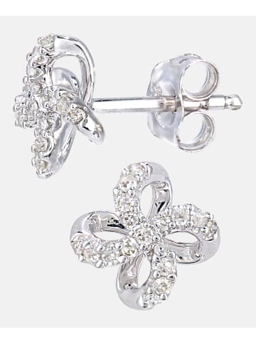 Diamant L'éternel Ohrstecker aus 375 Weißgold mit Diamant Blumen-Design