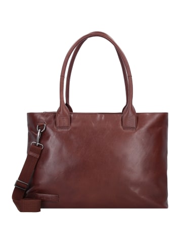 Plevier Rock Amber Schultertasche Leder 43 cm Laptopfach in dunkelbraun