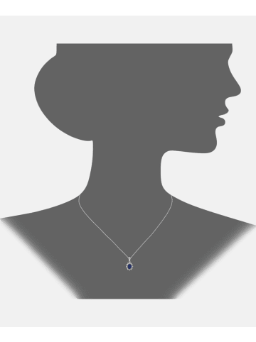 Diamant L'éternel Halskette mit Anhänger aus 375 Weißgold mit Diamant mit Saphir