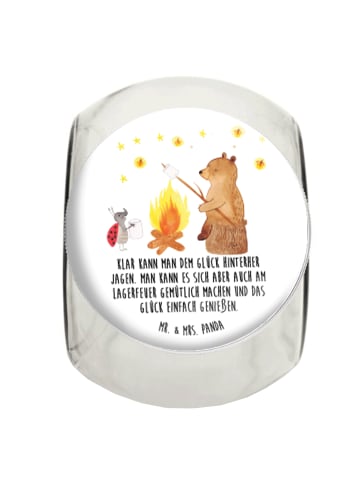 Mr. & Mrs. Panda Bonbonglas Bär & Marienkäfer Lagerfeuer mit Spruch in Weiß