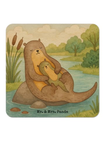 Mr. & Mrs. Panda Bierdeckel Otter Kind Design ohne Spruch in Weiß