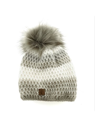 Faera Mütze zum Warmhalten im Herbst oder Winter Bommelmütze in Beige