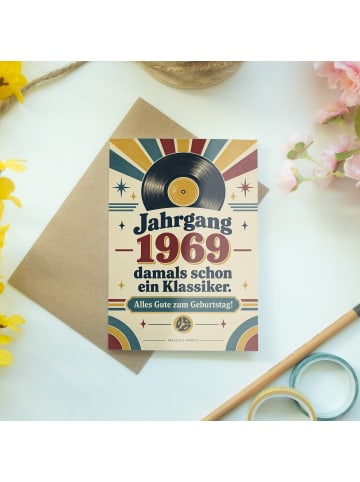 Geburtstagskarte 1969. Geburtstag Schallplatte ... in Weiß