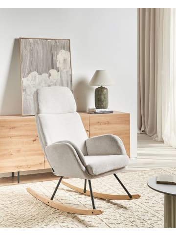 Beliani Schaukelstuhl KVELIA in Weiß/Braun/Schwarz - (W) 67 x (H) 106 x (L) 92 cm